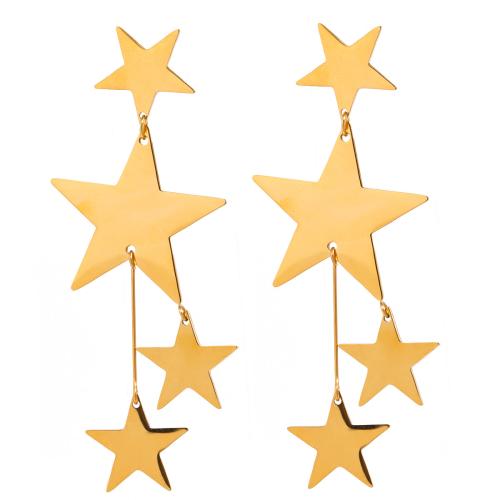 Stainless Steel Drop Earring, 304 Stainless Steel, Star, plated, fashion jewelry & for woman, golden, Sold By Pair