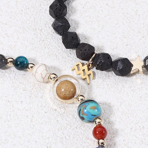 Gemstone Bracelets, 304 Stainless Steel, with Gemstone, 12 Signs of the Zodiac, plated, fashion jewelry, more colors for choice, 6-8mm, Sold Per 19 cm Strand