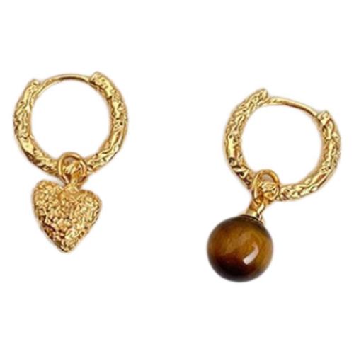 Brass Leverback Earring, with Tiger Eye, plated, fashion jewelry, mixed colors, nickel, lead & cadmium free, 11.60x21mm, Sold By Pair