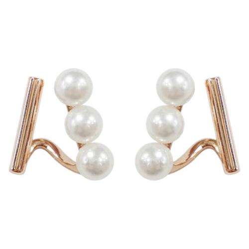 Brass Stud Earring, with Plastic Pearl, plated, fashion jewelry, more colors for choice, nickel, lead & cadmium free, 12.30x11.40mm, Sold By Pair