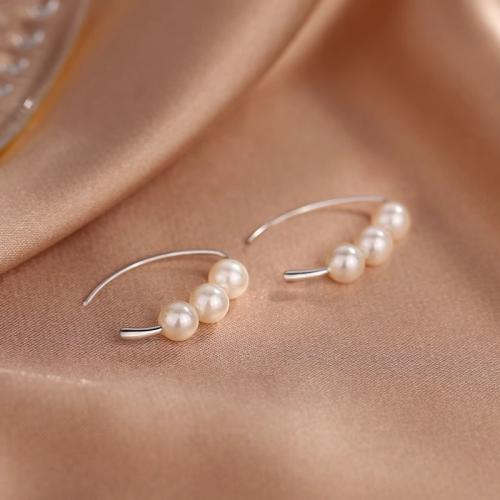 Brass Stud Earring, with Plastic Pearl, plated, fashion jewelry, more colors for choice, nickel, lead & cadmium free, 20x5mm, Sold By Pair