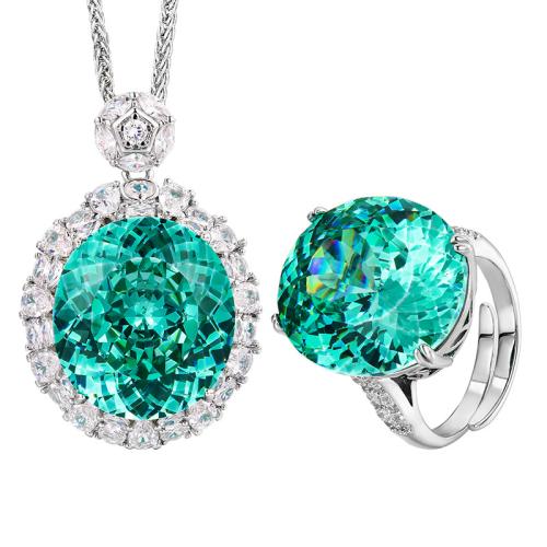 Rhinestone Jewelry Sets, Brass, with Cubic Zirconia, with 5cm extender chain, plated, different styles for choice & for woman & with rhinestone, Length:45 cm, Sold By PC