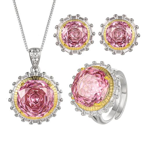 Rhinestone Jewelry Sets, Brass, with Cubic Zirconia, with 5cm extender chain, plated, different styles for choice & for woman & with rhinestone, Length:45 cm, Sold By PC