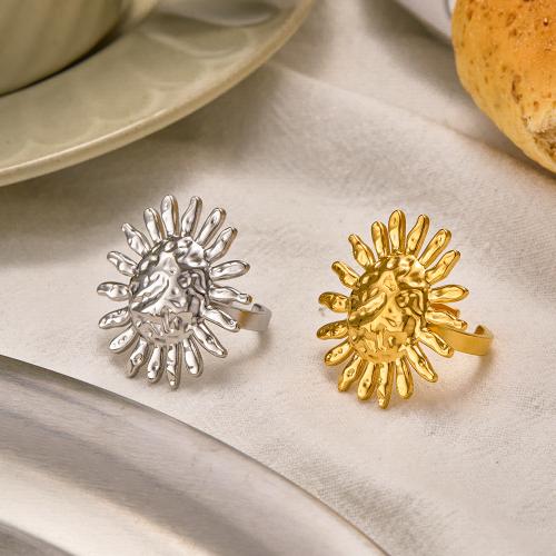 Stainless Steel Finger Ring, 304 Stainless Steel, Sun, Vacuum Plating, fashion jewelry & for woman, more colors for choice, Sold By PC
