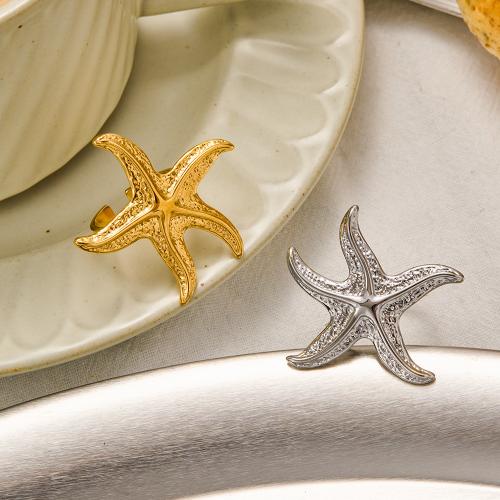 Stainless Steel Finger Ring, 304 Stainless Steel, Starfish, Vacuum Plating, fashion jewelry & for woman, more colors for choice, Sold By PC