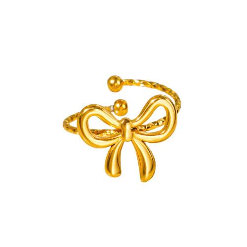 Stainless Steel Finger Ring, 304 Stainless Steel, Bowknot, Vacuum Plating, fashion jewelry & for woman & hollow, more colors for choice, Sold By PC