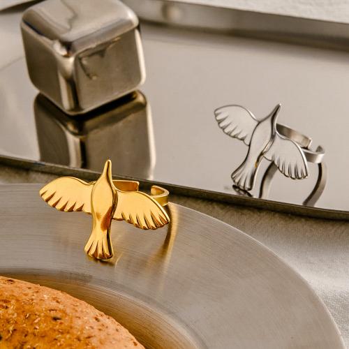 Stainless Steel Finger Ring, 304 Stainless Steel, Bird, Vacuum Plating, fashion jewelry & for woman, more colors for choice, Sold By PC