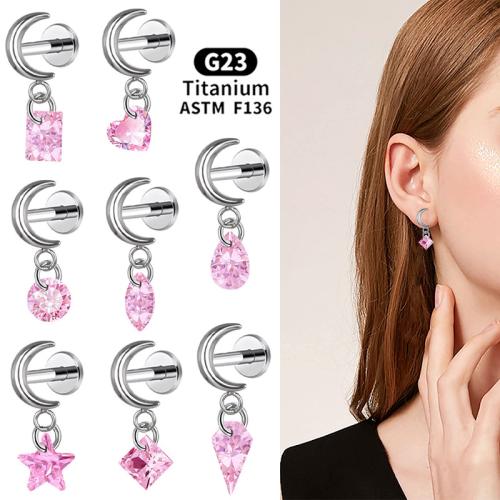 Titan Legierung Ohrpiercing, mit Kupferlegierung, unisex & verschiedene Größen vorhanden & verschiedene Stile für Wahl & mit kubischem Zirkonia, verkauft von PC