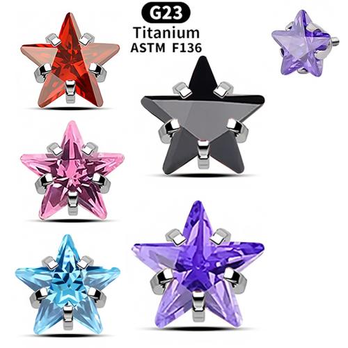 Alliage de titane Piercing boucle d'oreille résultats, étoile, poli, DIY & unisexe & avec zircone cubique, plus de couleurs à choisir, 5x5mm, Vendu par PC