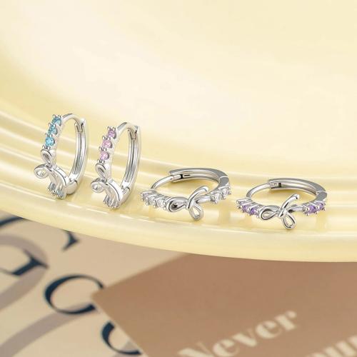 Cubic Zirconia Micro Pave Brass Earring, Titanium Steel, with Brass, plated, fashion jewelry & micro pave cubic zirconia, more colors for choice, nickel, lead & cadmium free, Sold By PC