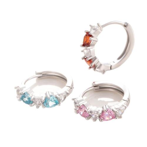 Cubic Zirconia Micro Pave Brass Earring, plated, fashion jewelry & micro pave cubic zirconia, more colors for choice, nickel, lead & cadmium free, 30x20x10mm, Sold By PC