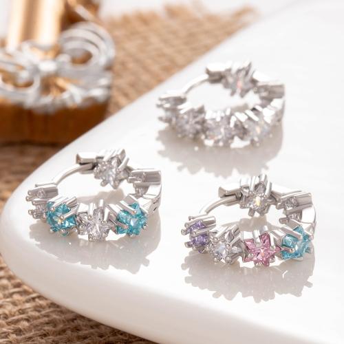 Cubic Zirconia Micro Pave Brass Earring, plated, fashion jewelry & micro pave cubic zirconia, more colors for choice, nickel, lead & cadmium free, Sold By PC