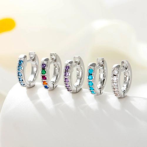 Cubic Zirconia Micro Pave Brass Earring, plated, fashion jewelry & micro pave cubic zirconia, more colors for choice, nickel, lead & cadmium free, Sold By PC