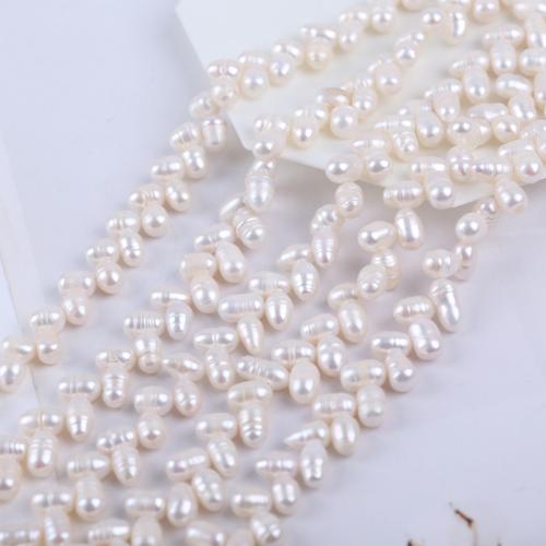 Perles d'eau douce de culture de riz, perle d'eau douce cultivée, DIY, blanc, 6-7mm, Vendu par 36 cm brin