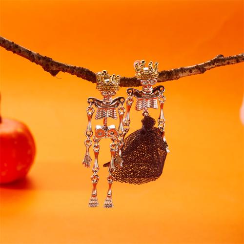 Tibetan Style Tassel Earring, with Acrylic, gold color plated, Halloween Design, more colors for choice, Sold By Pair