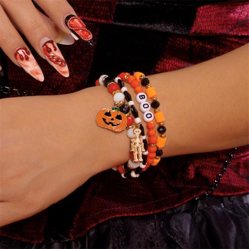 Halloween Armband, Zinklegierung, mit Polymer Ton, goldfarben plattiert, Design für Halloween & Emaille, keine, verkauft von setzen
