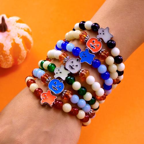Halloween Armband, Zinklegierung, mit Glas, goldfarben plattiert, Design für Halloween & glänzend & Emaille, keine, 100x70x10mm, verkauft von Strang