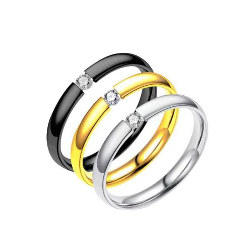 Rhinestone Stainless Steel Finger Ring, 304 Stainless Steel, plated, different size for choice & for woman & with rhinestone, more colors for choice, Sold By PC