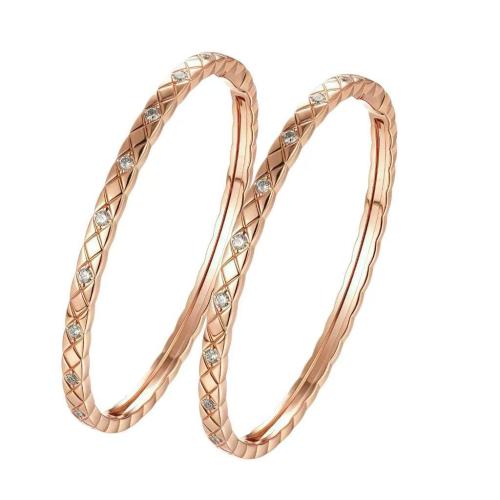 Stainless Steel Bangle, 304 Stainless Steel, plated, fashion jewelry & Unisex & with rhinestone, more colors for choice, Inner diameter :60mm, Sold By PC