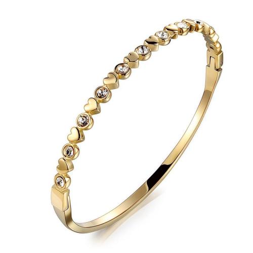 Stainless Steel Bangle, 304 Stainless Steel, plated, different styles for choice & micro pave cubic zirconia & for woman, more colors for choice, Inner diameter :60mm, Sold By PC