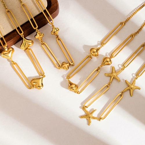 Stainless Steel Jewelry Necklace, 304 Stainless Steel, plated, Unisex & different styles for choice & hollow, golden, Sold By PC