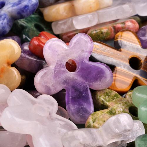 Gemstone Pendants Jewelry, Natural Stone, petals, DIY, more colors for choice, 31x35mm, Sold By PC