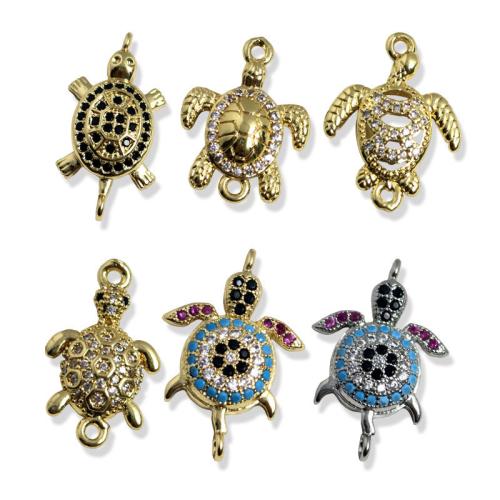Cubic Zirconia Micro Pave Brass Connector, Turtle, plated, DIY & micro pave cubic zirconia, more colors for choice, Sold By PC