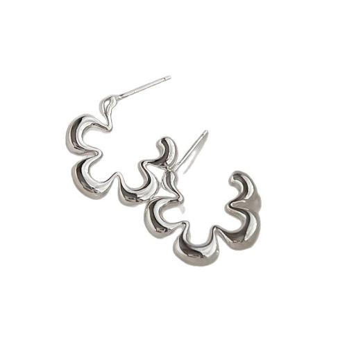 Brass Stud Earring, plated, fashion jewelry, silver color, nickel, lead & cadmium free, 23x24mm, Sold By Pair