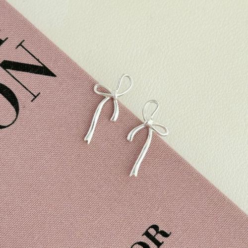 Brass Stud Earring, Bowknot, plated, fashion jewelry, more colors for choice, nickel, lead & cadmium free, 13x24mm, Sold By Pair