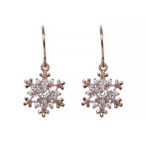 Cubic Zirconia Micro Pave Brass Earring, Flower, plated, fashion jewelry & micro pave cubic zirconia, rose gold color, nickel, lead & cadmium free, 10.40x10.40mm, Sold By Pair