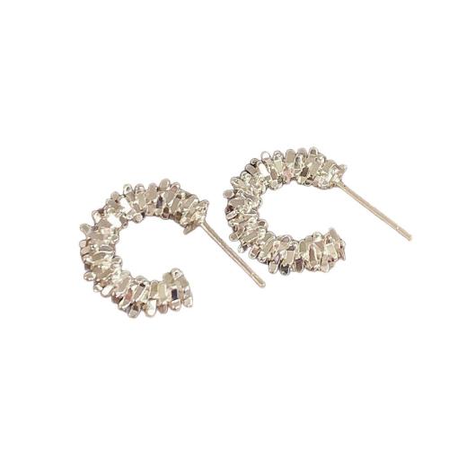 Brass Stud Earring, plated, fashion jewelry, silver color, nickel, lead & cadmium free, 20x17.30mm, Sold By Pair