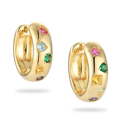 Cubic Zirconia Micro Pave Brass Earring, plated, fashion jewelry & micro pave cubic zirconia, more colors for choice, nickel, lead & cadmium free, 16.70x17.90mm, Sold By Pair
