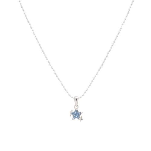 Cubic Zircon Micro Pave Brass Necklace, Star, plated, fashion jewelry & micro pave cubic zirconia, silver color, nickel, lead & cadmium free, 0.90x1.20mm, Length:45 cm, Sold By PC