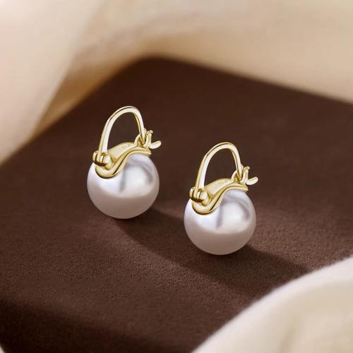 Brass Leverback Earring, with Plastic Pearl, plated, fashion jewelry, more colors for choice, nickel, lead & cadmium free, 9.90x21.50mm, Sold By Pair