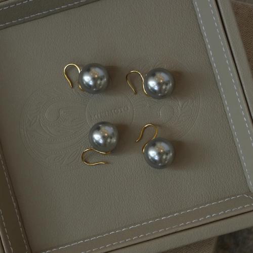 Brass Stud Earring, with Plastic Pearl, plated, fashion jewelry, more colors for choice, nickel, lead & cadmium free, Sold By Pair