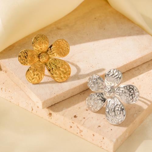 Stainless Steel Finger Ring, 304 Stainless Steel, Flower, Vacuum Plating, fashion jewelry & for woman & hollow, more colors for choice, Sold By PC