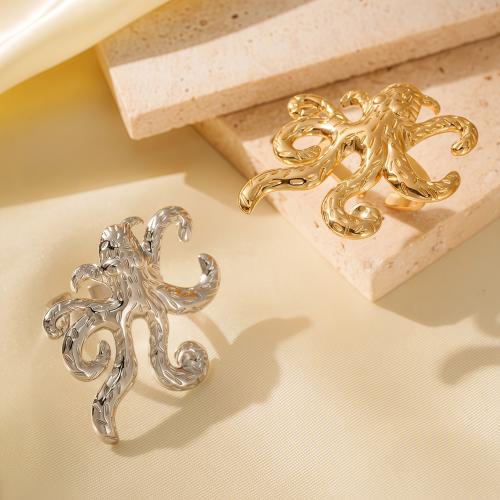 Stainless Steel Finger Ring, 304 Stainless Steel, Octopus, plated, fashion jewelry & for woman & hollow, more colors for choice, Sold By PC
