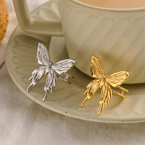 Stainless Steel Finger Ring, 304 Stainless Steel, Butterfly, plated, fashion jewelry & for woman & hollow, more colors for choice, Sold By PC