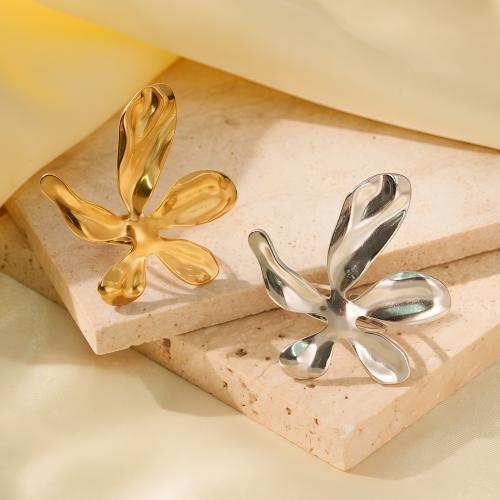 Stainless Steel Finger Ring, 304 Stainless Steel, Flower, plated, fashion jewelry & for woman & hollow, more colors for choice, Sold By PC