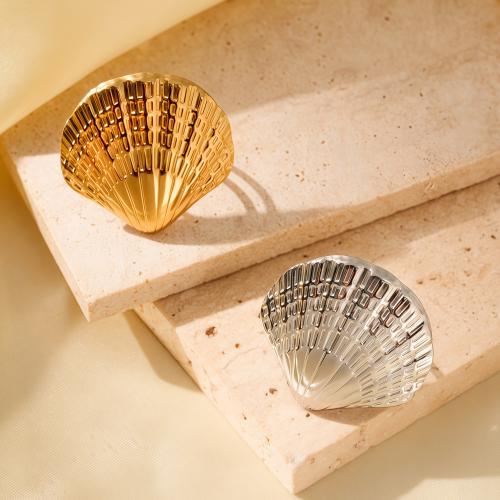 Stainless Steel Finger Ring, 304 Stainless Steel, Shell, plated, fashion jewelry & for woman & hollow, more colors for choice, Sold By PC