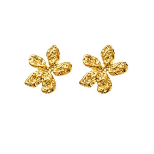 Stainless Steel Stud Earrings, 304 Stainless Steel, Flower, plated, fashion jewelry & for woman, more colors for choice, Sold By Pair