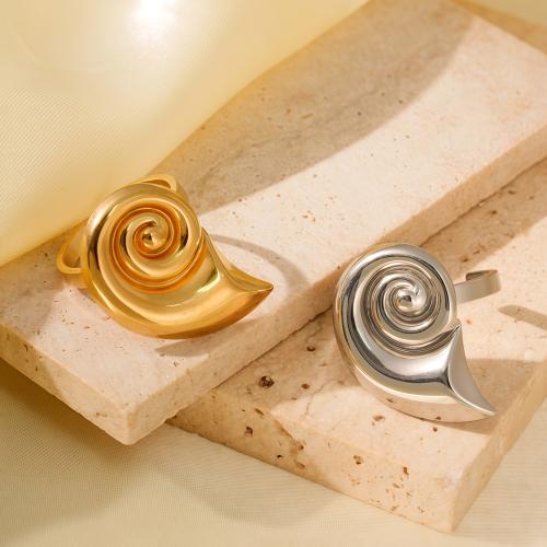 Stainless Steel Finger Ring, 304 Stainless Steel, Conch, Vacuum Plating, fashion jewelry & for woman, more colors for choice, Sold By PC