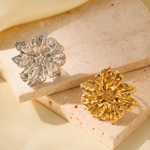 Stainless Steel Finger Ring, 304 Stainless Steel, Flower, Vacuum Plating, fashion jewelry & for woman, more colors for choice, Sold By PC