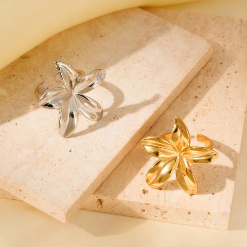 Stainless Steel Finger Ring, 304 Stainless Steel, Flower, plated, fashion jewelry & for woman, more colors for choice, Sold By PC