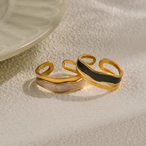 Нержавеющая сталь 304 Манжеты палец кольцо, Другое покрытие, ювелирные изделия моды & Женский & эмаль & отверстие, Золотой, продается PC