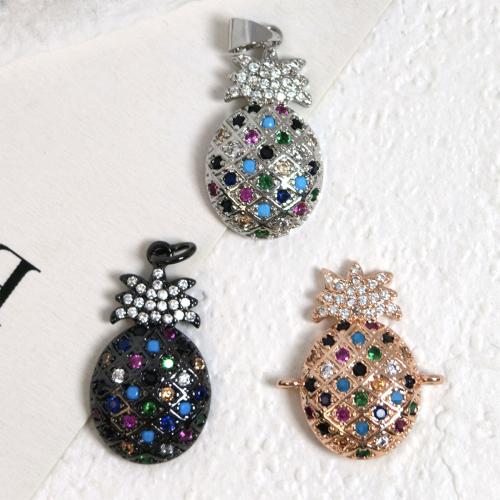 Cubic Zirconia Micro Pave Brass Pendant, Pineapple, plated, DIY & micro pave cubic zirconia, more colors for choice, Sold By PC