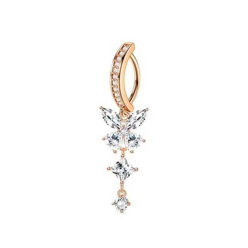 Acier inoxydable 304 anneau de ventre, avec laiton, Placage, unisexe & styles différents pour le choix & pavé de micro zircon, 40mm, Vendu par PC