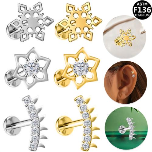 Titanium Alloy Piercing Earring, with Brass, plated, Unisex & different styles for choice & micro pave cubic zirconia, Sold By PC