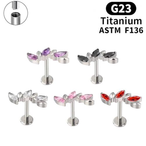 Aleación de titanio con Aleación de cobre, Ojo de Caballo, pulido, unisexo & diverso tamaño para la opción & micro arcilla de zirconia cúbica, más colores para la opción, Vendido por UD