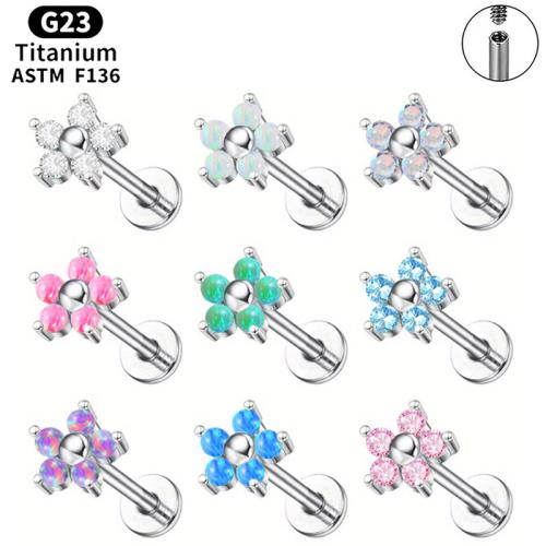 Aleación de titanio con Aleación de cobre, Flor, pulido, unisexo & diverso tamaño para la opción & micro arcilla de zirconia cúbica, más colores para la opción, Vendido por UD
